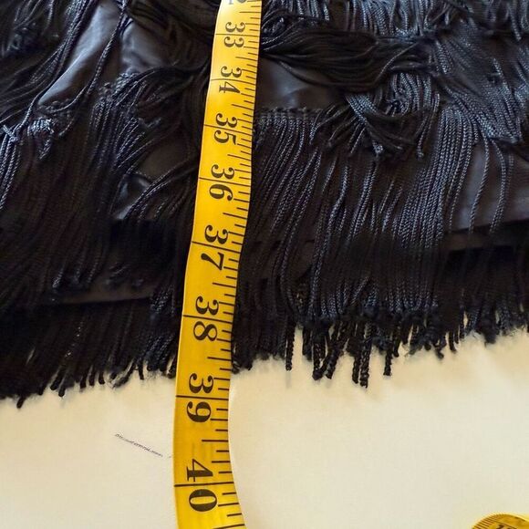 Vintage Roberta Black Fringed Sleeveless Flapper Dress Sz 6 - Picture 9 of 11